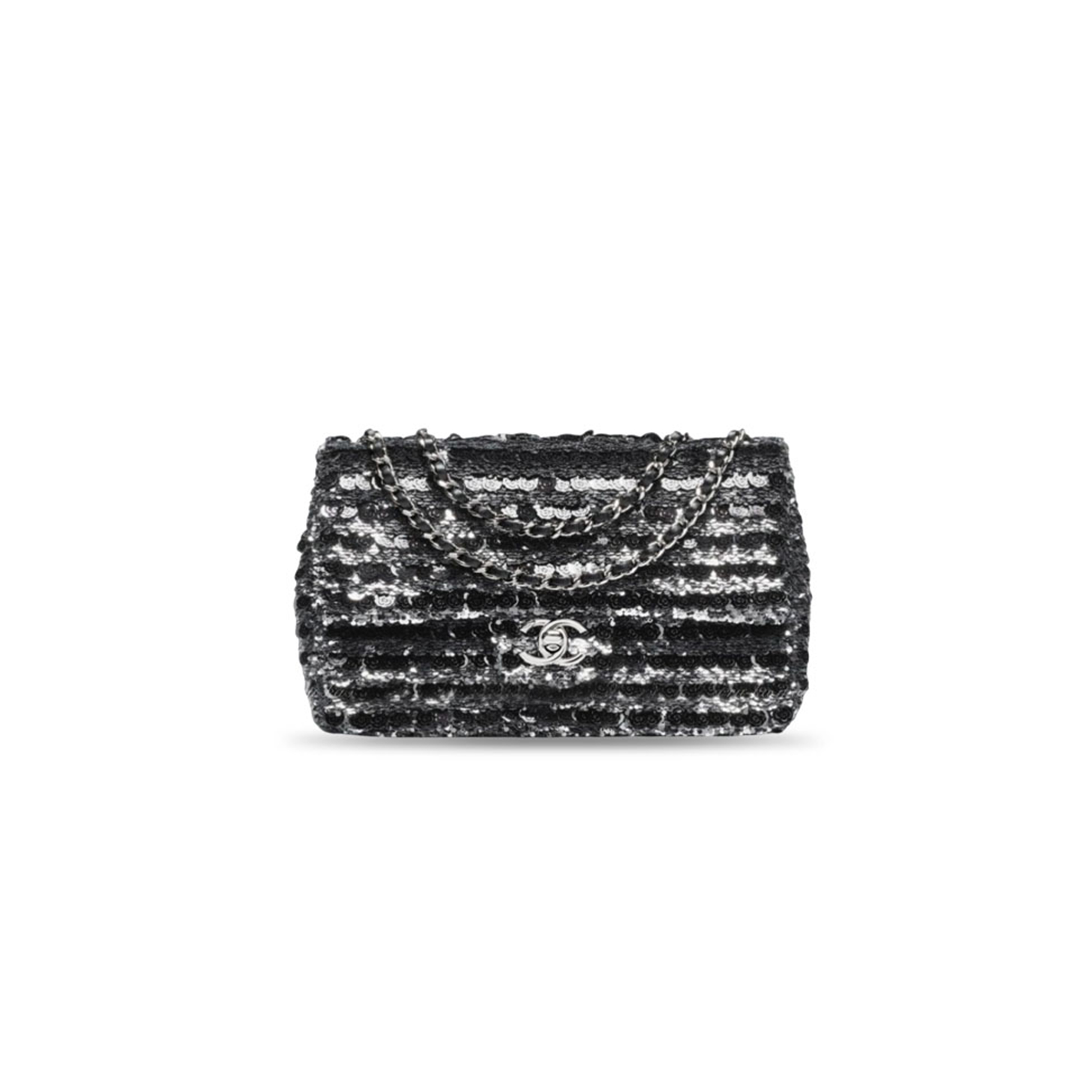 Ch**el mini sequined leather flap bag as6171 (20*15*7cm)
